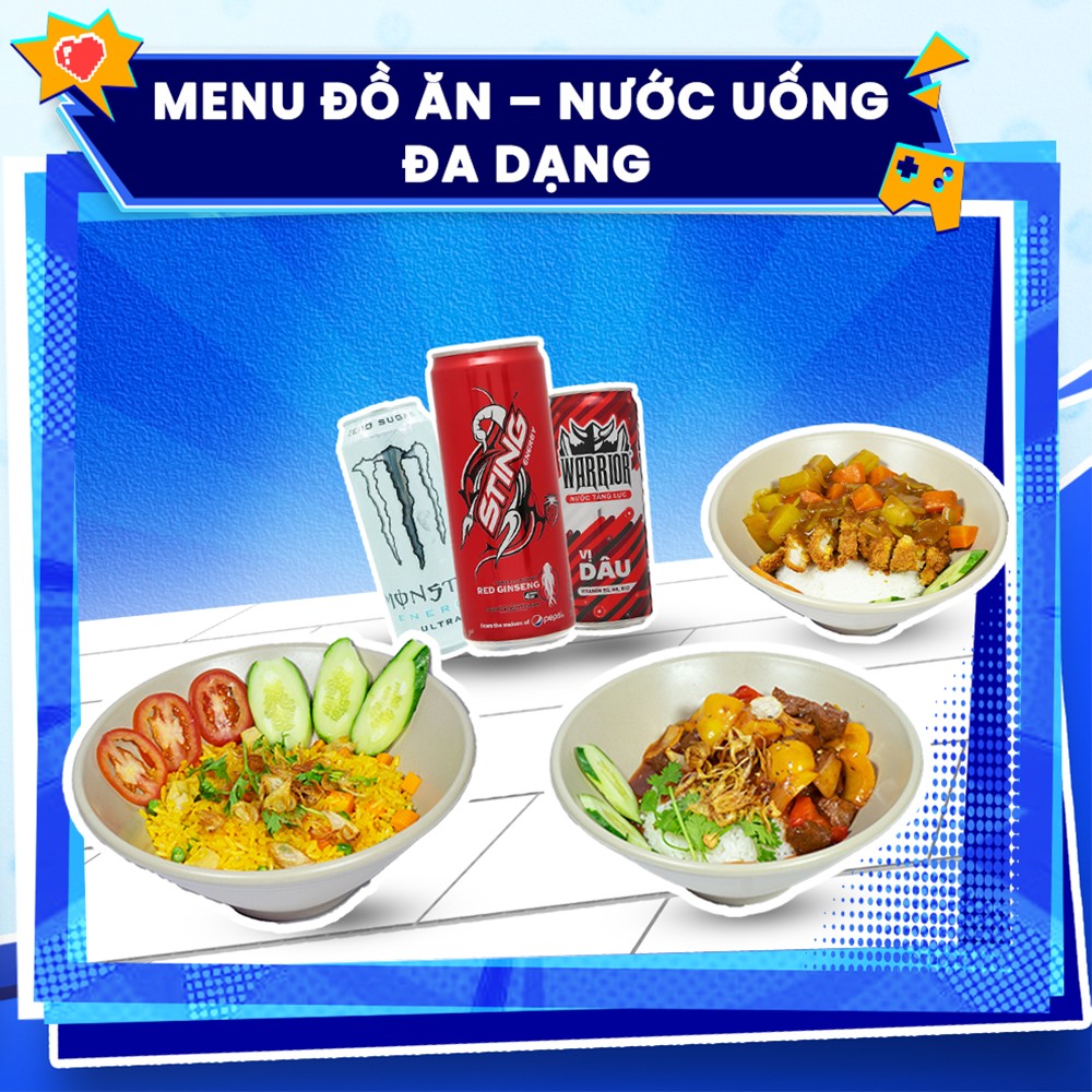 Menu Đồ Ăn Nước Uống Đa Dạng – Unicorn Gaming